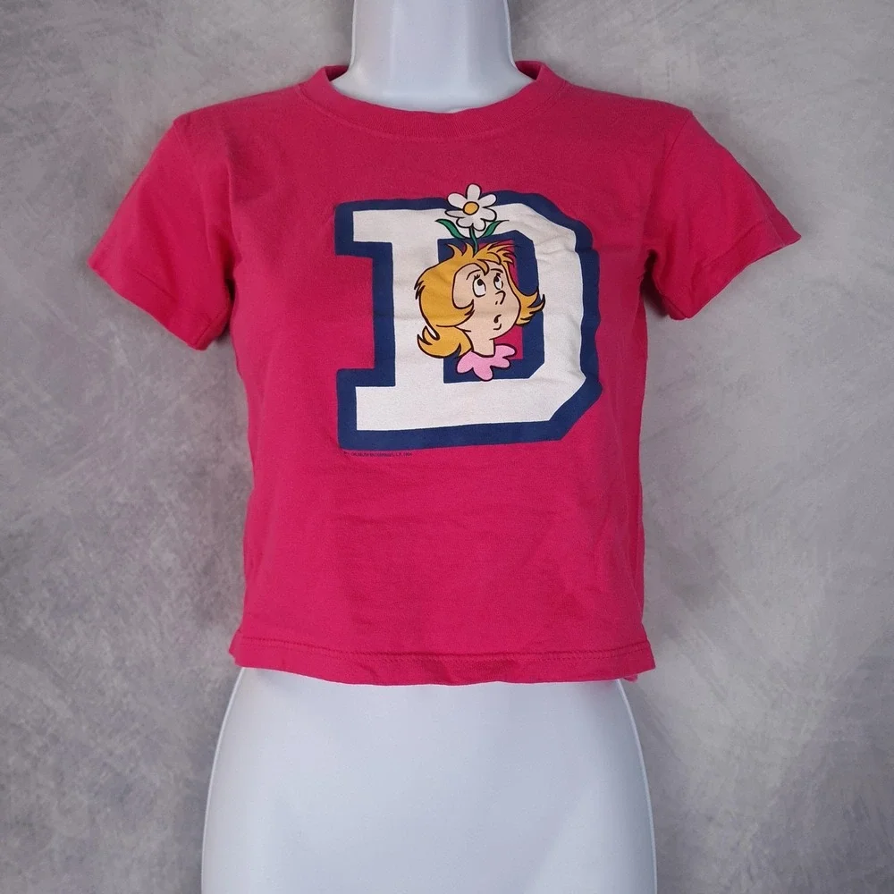 Vintage Dr Seuss Shirt Girls M Pink Cindy Lou Daisy Head Baby Tee 90s